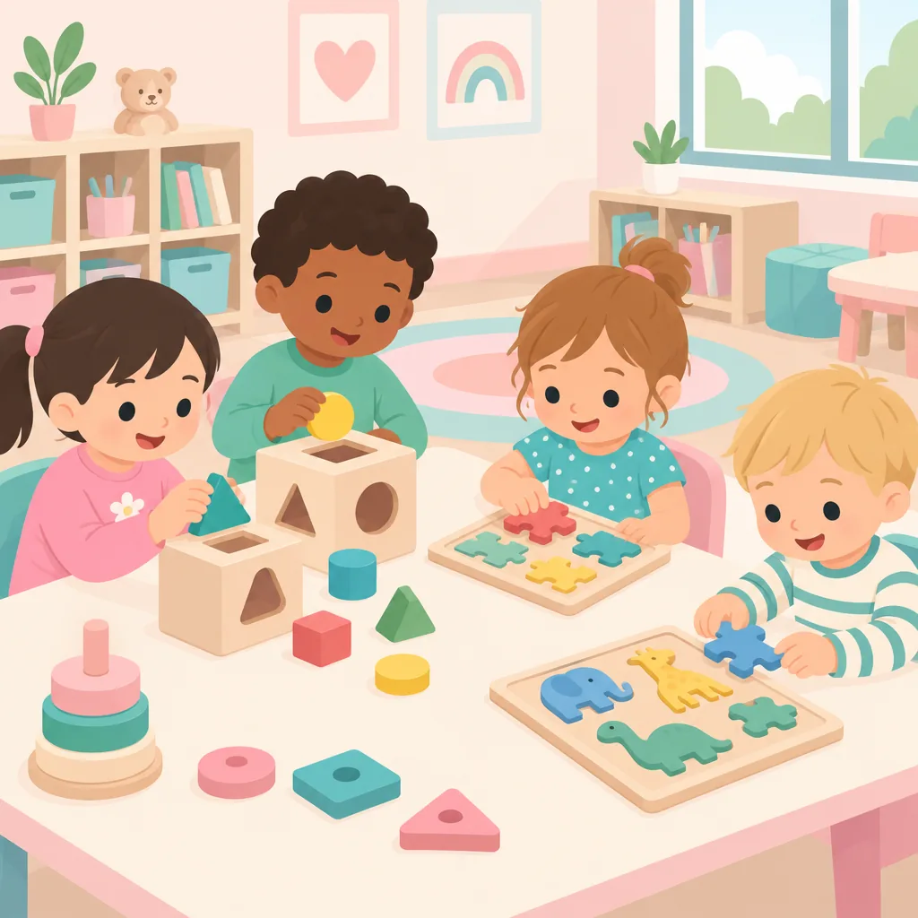 Child enjoying hands-on preschool learning activities at Lorraines Daycare in Burley, Idaho